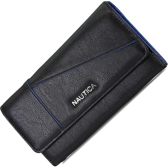 Nautica Money Manager RFID Slim and Small Wallet for Women Zipper Wallet Black - Picture 1 of 6